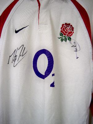 Martin Johnson & Jonny Wilkinson signed England  Rugby shirt