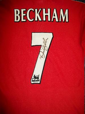 David Beckham signed Treble Manchester Utd shirt