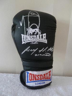 Ricky Hatton and Joe Calzaghe signed Boxing glove