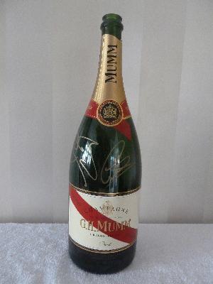 Lewis Hamilton and Jenson Button signed podium champagne bottle 
