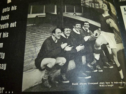 Jimmy Melia signed Liverpool image with Ken Dodd!