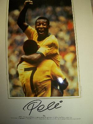 Pele signed 1970 World Cup image reduced by 100