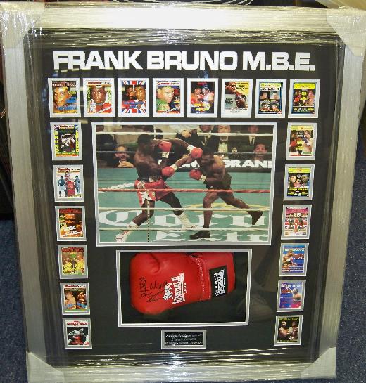 Frank Bruno glove and programe signed presentation including courier fee 