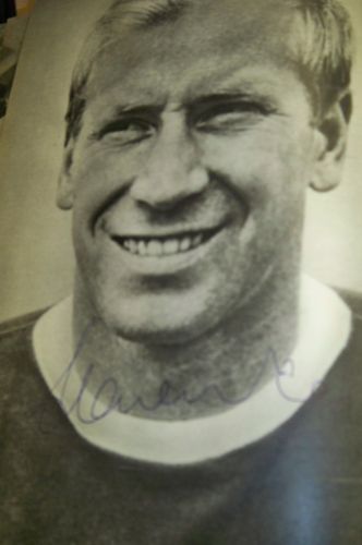 Bobby Charlton signed Manchester Utd image early example of 1960's signature