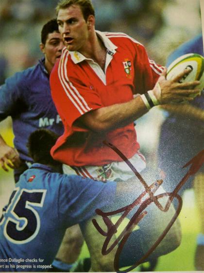 Lawrence Dallaglio signed image playing for British Lions