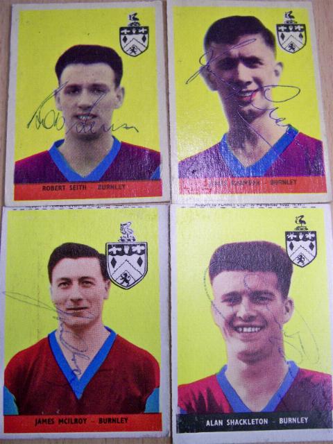 Rare 4 signed AB&C Burnley football cards