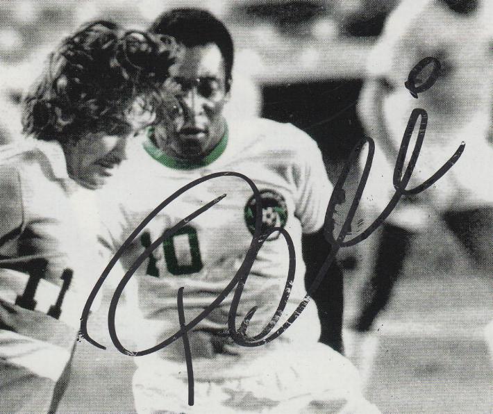 Pele and George Best signed by Pele