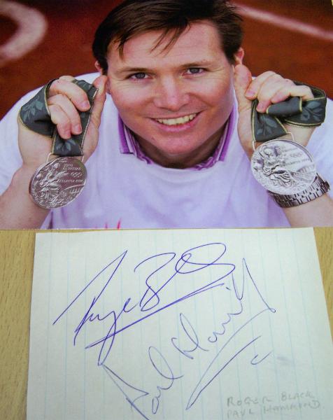 Roger Black and Paul Hammond signatures and image of Roger Black