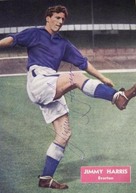 Jimmy Harris Everton late 1950's rare signed magazine action shot aftal