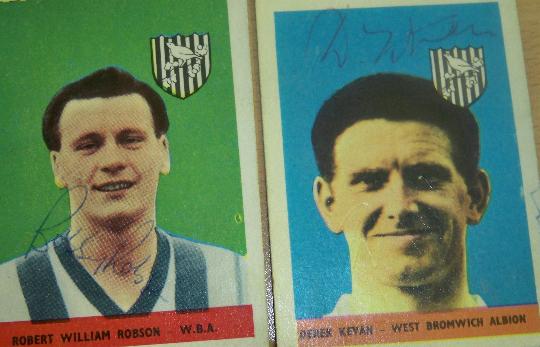 Bobby Robson and Derek Kevan rare signed 1950's A&BC cards West Bromwich Albion