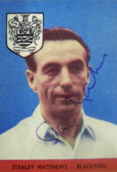 Sir Stanley Matthews rare signed Blackpool 1950's A&BC collectable card AFTAL