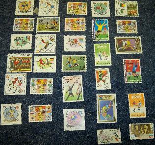 Collection of 30 football Vintage stamps