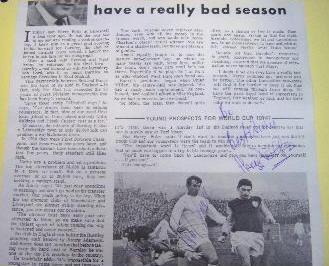 Harry Potts and Neil Young signed black and white magazine article 