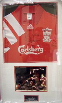 John Barnes - Liverpool legend signed shirt with an image in a black frame 