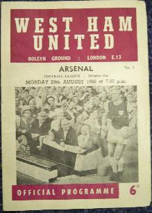 West Ham United vs Arsenal 1966 vintage official programme 