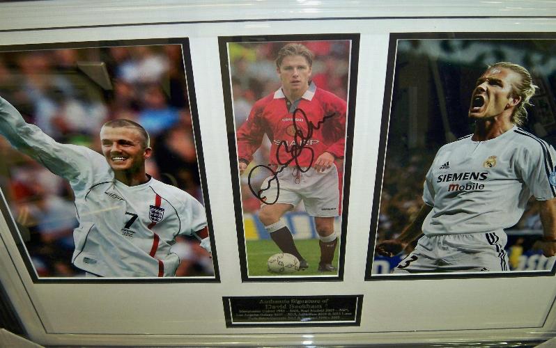 David Beckham signed presentation with large signature