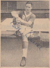 Billy Liddell signed image in Liverpool kit 