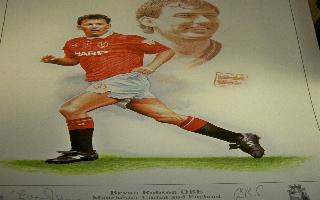 Bryan Robson signed Manchester Utd print