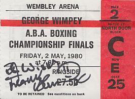 Original Ticket for the ABA championships signed by Frank Bruno