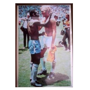 Large photo print of Bobby Moore and signed Pele.