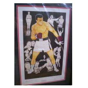 Muhammad Ali  signed and authenticated illustration.