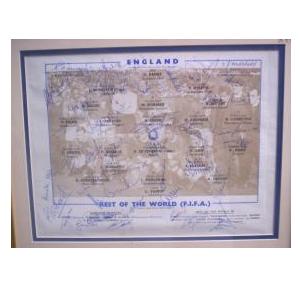 England versus the Rest Of The World Team signed team sheet.