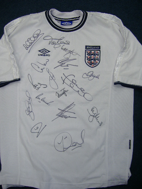 England shirt signed by Beckham & others