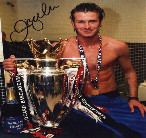 David Beckham with the premiership trophy