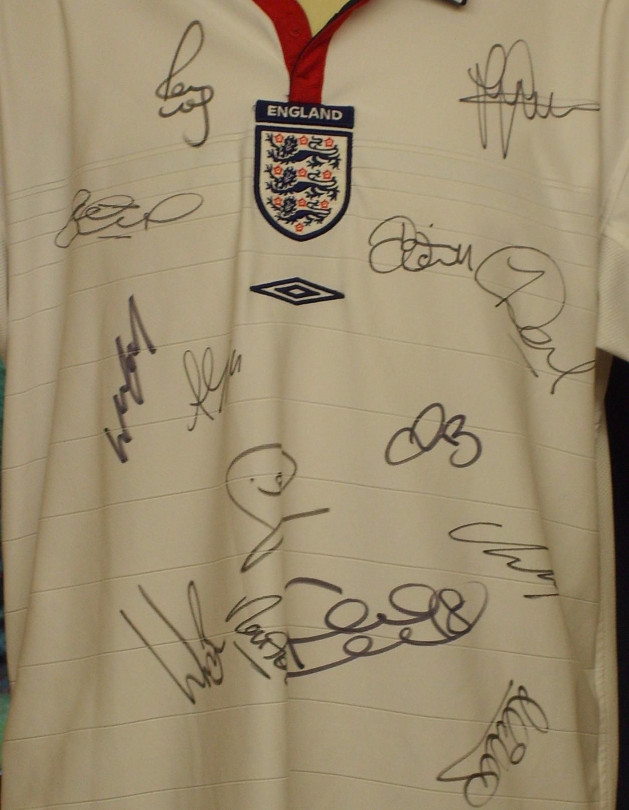 England shirt signed by various players