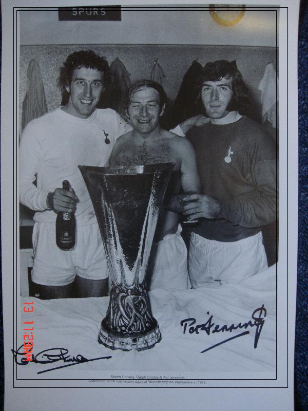 Reduced by 25 Spurs heroes with UEFA Cup signed by Jennings & Chivers