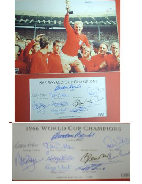 1966 limited edition Team sheet signed by 10 including  we are down to the last 3