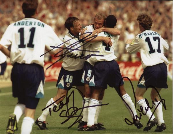 Alan Shearer,  Paul Ince,   Teddy Sherringham signed photo