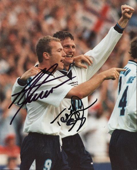 England's Teddy Sherringham and Alan Shearer signed photo