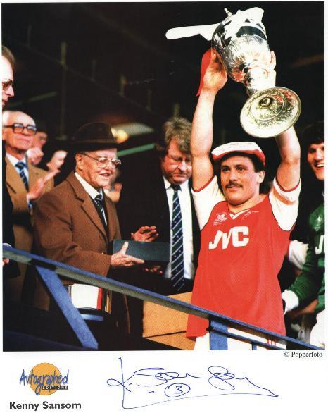 Arsenal legend Kenny Sansom signed photo card