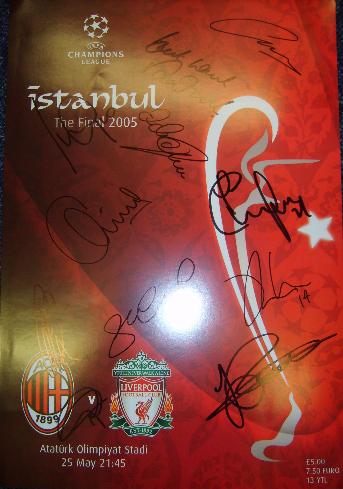 Large  Blown up Liverpool Champions League signed programme  front cover 