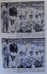 Bobby Moore signed England pictures from newspaper