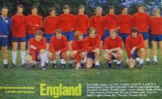 England team picture from magazine signed by Bobby Moore, Alan Ball, Emlyn Hughes, Harold Shepherdson