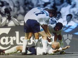 Paul Gascoigne celebrates his famous goal Euro 96
