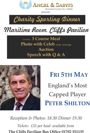 ***Charity dinner with Peter Shilton May 5th Southend on sea 55 a head including photo with Peter