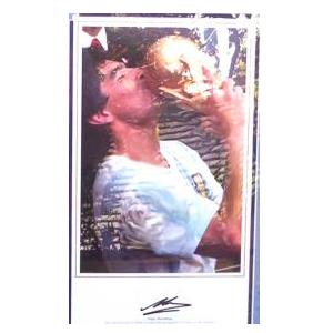 Maradona Signed Photo - Kissing World Cup