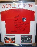 1966 England shirt plus two pics in frame 9 sigs