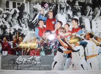 West Ham Legends montage signed by Billy Bonds, Geoff Hurst and Martin Peters