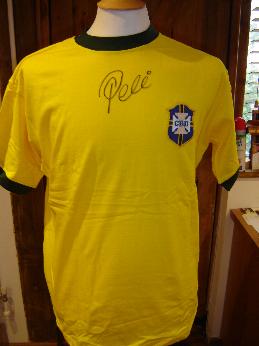 Pele signed Brazil shirt with photographic proof of signing