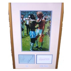 Bobby Moore and Pele autographs of both.