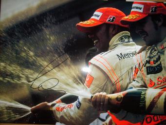 Lewis Hamilton & Fernando Alonso signed photo