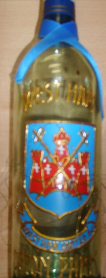 West Ham  related unusual wine bottle (used)