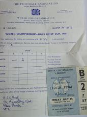 Original ticket and application form World Cup 1966