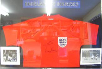 England Heroes Red replica shirt signed by Martin Peters and Geoff Hurst