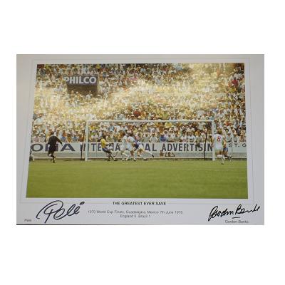 Pele and Gordon Banks signed greatest save 