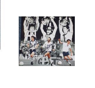 Tottenham legends Steve Perryman, Ossie Ardiles, and Ricky Villa signed 16x12
